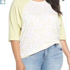 NWOT Caslon raglan yellow floral top